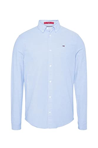 Tommy Hilfiger TJM Slim Stretch Oxford Shirt Camisa, Azul (Perfume Blue), XL para Hombre