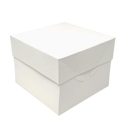 Decoracion dulce - Pack de 5 Caja Blanca para Transportar Tartas con Tapas (20.3 X 20.3 X 15.2 Cm.)