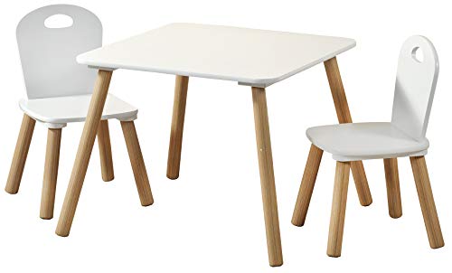 Kesper Mesa infantil con 2 aceras, blanco, Ma e: mesa 55 x 55 x 45 cm, silla 27,5 x 27,5 x 50,5 cm, 1771213