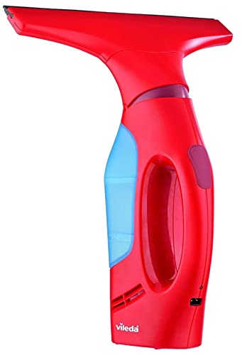 Vileda Windomatic; Aspirador de ventanas con labio de goma, limpiacristales con cabezal flexible y depÃ³sito de agua, aspiraciÃ³n vertical y horizontal, medidas 17,5x12x32 cm, color rojo