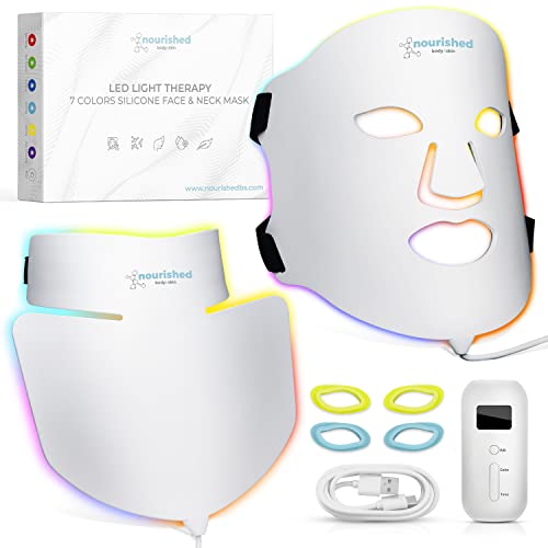Terapia de Luz de MÃ¡scara Facial LED - MÃ¡quina de Estiramiento de la Piel Coreana de 7 Colores - Tratamiento de Cara y Cuello - Dispositivo de Belleza de Luz Azul y Roja para Rejuvenecimiento