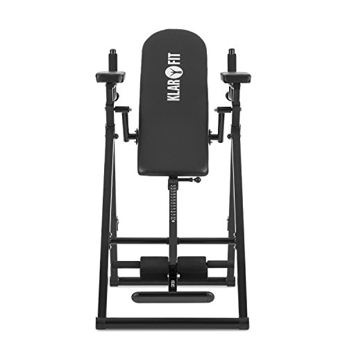 Klarfit Klar FIT Power-Gym Tabla de inversiÃ³n - Banco de inversiÃ³n para Flexiones, Entrenamiento 6 en 1, Fondos y alzar piernas, 22 Niveles de Altura, hasta 120 kg, Peso 32 kg, Negro