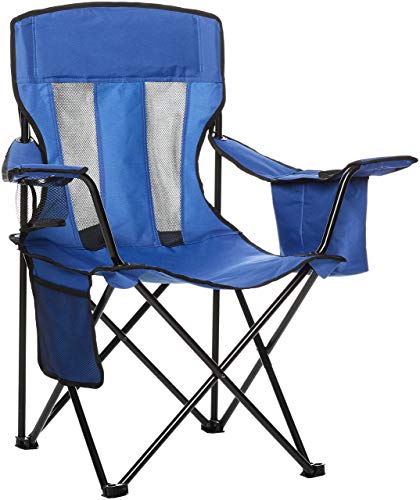 Amazon Basics - Silla de camping con enfriador, Azul (Malla)