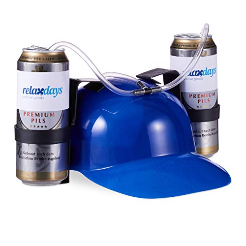 Relaxdays Gorra Cerveza para Dos Latas, color azul, 13 x 32 x 28 cm (10022789_45) , color/modelo surtido