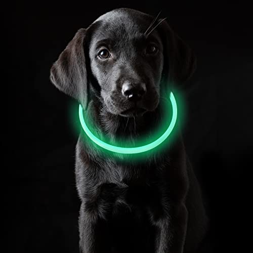 Coolzon Collar Luminoso Perro Recargable, Collar Perro Luz Impermeable con 3 Modos de Luz, Longitud Ajustable Collares LED para Perros Gatos PequeÃ±o Mediano Grande, Verde