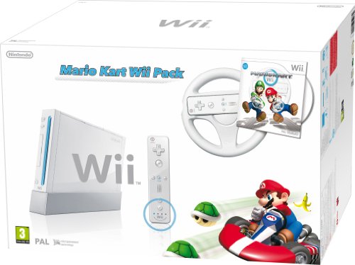 Nintendo Wii (White) with Mario Kart: Includes White Wii Wheel and Wii Remote Plus [ImportaciÃ³n inglesa]