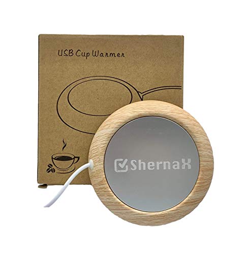 Shernax Placa usb para mantener caliente taza de cafe con el ordenador (Madera clara)