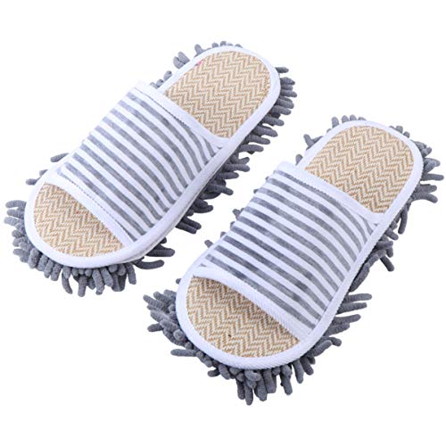 1 par de Zapatillas para Limpiar El Polvo de La Casa para Hombres Y Mujeres Zapatillas para Limpiar El Suelo Zapatillas de Microfibra para Limpiar El Suelo Lavables Desmontables