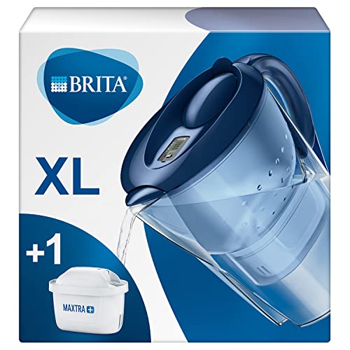 BRITA Jarra con filtro de agua Marella XL para reducir el cloro, la cal y las impurezas, incluye 1 cartucho de filtro MAXTRA+, 3,5 L, azul