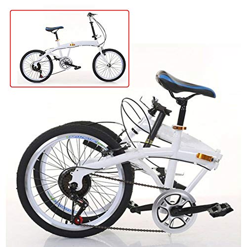 sujrtuj Bicicleta plegable unisex de 20 pulgadas para adultos, palanca de cambios de 7 velocidades, frenos dobles en V, bicicleta plegable de ciudad