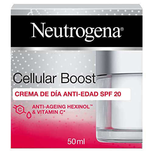 Neutrogena Cellular Boost Anti-Edad, Crema de DÃ­a SPF 20 con Vitamina C, para la Cara y El Cuello, 50 ml