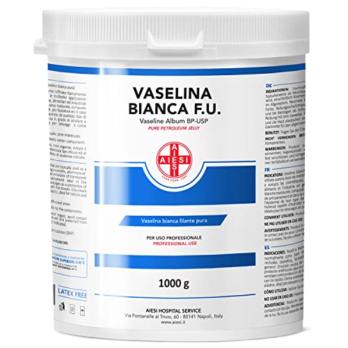 AIESI Vaselina blanca fibrosa pura Ph.Eur. tarro de 1 kg para uso MÃ©dico DermatolÃ³gico y Profesional, Made in Italy