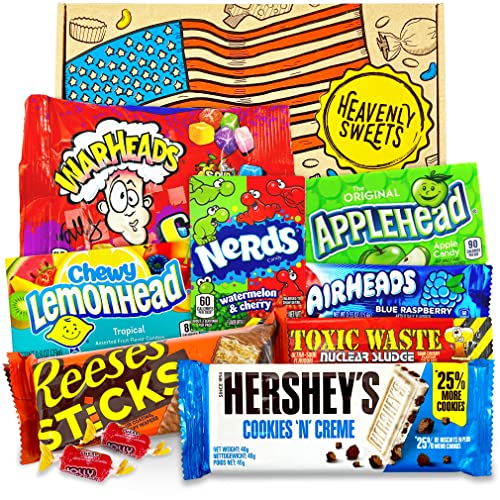 Chuches Americanas - Caja de regalo de caramelos y chocolates americanos - Retro USA Candy - Cesta de regalo - cumpleaÃ±os, Navidad, Pascua - Heavenly Sweets